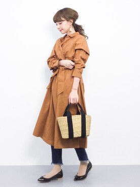 「Ungrid（アングリッド）のインディゴフレイドヘムストスリ（デニムパンツ）」を使った、ayumi  sato さん（レディース・155cm）の春コーディネート