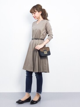 「Ungrid（アングリッド）のインディゴフレイドヘムストスリ（デニムパンツ）」を使った、ayumi  sato さん（レディース・155cm）の春コーディネート