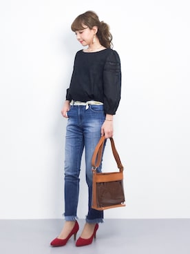 「Ameri（アメリ）のアイテム」を使った、ayumi  sato さん（レディース・155cm）の春コーディネート