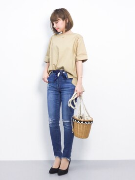 「Miminy Piminy（ミミニー ピミニー）のアイテム（シューズ）」を使った、ayumi  sato さん（レディース・155cm）の春コーディネート