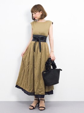 「PLAIN CLOTHING（プレーンクロージング）のアイテム（かごバッグ）」を使った、ayumi  sato さん（レディース・155cm）の春コーディネート
