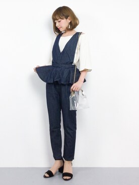 「select MOCA（セレクトモカ）のアイテム（サロペット/オーバーオール）」を使った、ayumi  sato さん（レディース・155cm）の夏コーディネート