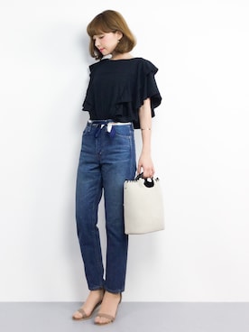 「Gem.（ジェム）のアイテム（バッグ）」を使った、ayumi  sato さん（レディース・155cm）の夏コーディネート