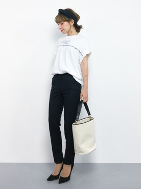 「Jewel Changes（ジュエルチェンジズ）のJC キャンバスパイピング 2WAY バッグ（ショルダーバッグ）」を使った、ayumi  sato さん（レディース・155cm）の夏コーディネート