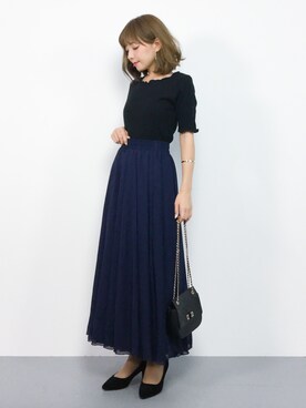 ayumi  sato さんの「3層シフォンフレアマキシスカート」を使ったコーディネート