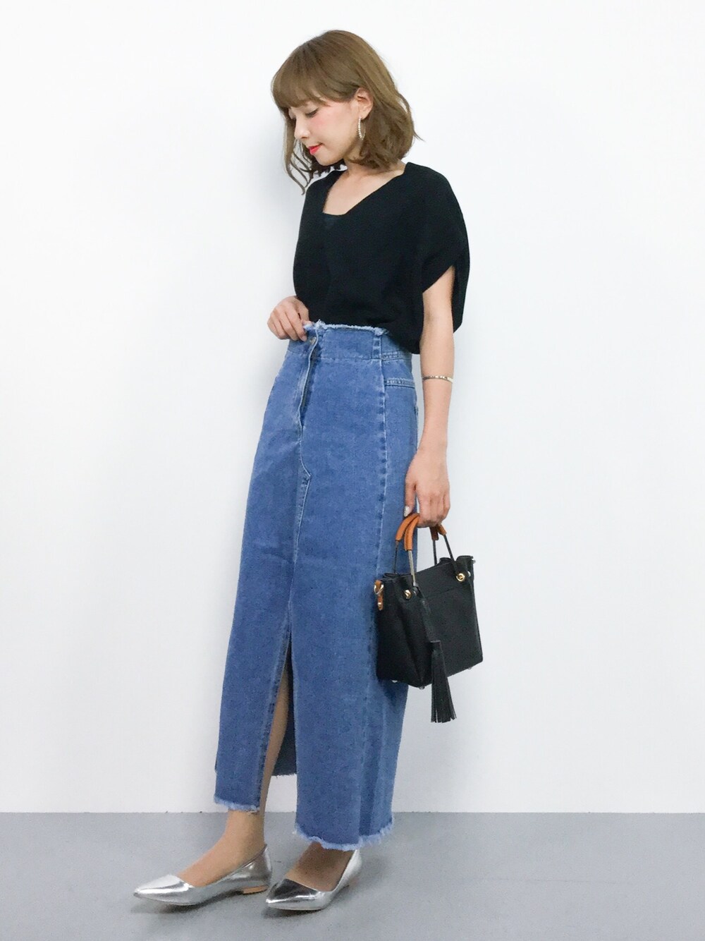 IENA（イエナ）の「コットンストレッチ コクーンVネック プル