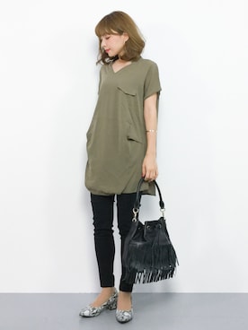 「フリンジ」｜「アイテム（チュニック）」を使った、ayumi  sato さん（レディース・155cm）の秋コーディネート