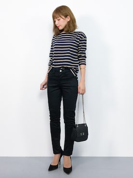 「LEPSIM（レプシィム）の【日々アイテム】ストレッチムジスリムパンツ17FW　762936（その他パンツ）」を使った、ayumi  sato さん（レディース・155cm）の秋コーディネート