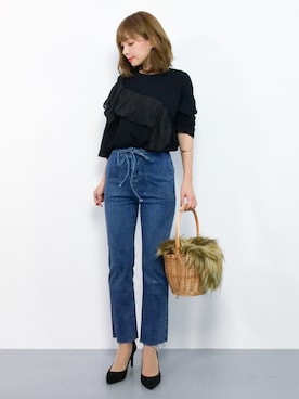 「ADAM ET ROPE'（アダムエロペ）のボロネーゼパンプス（パンプス）」を使った、ayumi  sato さん（レディース・155cm）の秋コーディネート