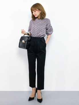 「archives（アルシーヴ）のガラスPUスクエアショルダーバック（ショルダーバッグ）」を使った、ayumi  sato さん（レディース・155cm）の秋コーディネート