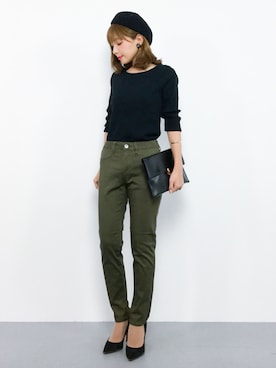 「LEPSIM（レプシィム）の【日々アイテム】ストレッチムジスリムパンツ17FW　762936（その他パンツ）」を使った、ayumi  sato さん（レディース・155cm）の秋コーディネート