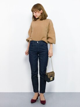 「ROPE' PICNIC（ロペピクニック）の【WEB.一部店舗限定35,40サイズ】ポインテッドトゥプレーンパンプス（パンプス）」を使った、ayumi  sato さん（レディース・155cm）の秋コーディネート