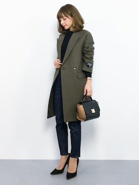 「ワッフル」｜「アイテム（チェスターコート）」を使った、ayumi  sato さん（レディース・155cm）の秋コーディネート