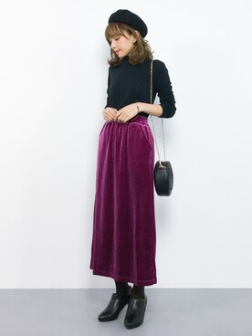 Inred 12月号掲載 ストライプベロアスカートを使った人気ファッションコーディネート Wear