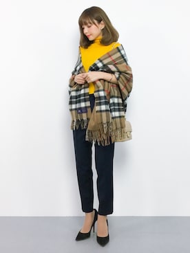 「green label relaxing（グリーンレーベルリラクシング）の[洗濯可能] ◆CR TR タックベルト パンツ ◆（その他パンツ）」を使った、ayumi  sato さん（レディース・155cm）の秋コーディネート