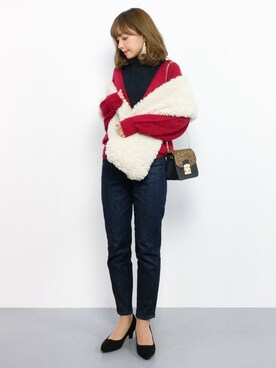 「STUDIOUS BLUE（ストゥディオスブルー）のアイテム（ニット/セーター）」を使った、ayumi  sato さん（レディース・155cm）の秋コーディネート