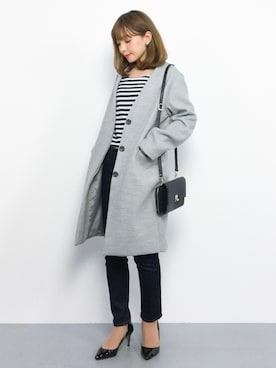 Ingni イング の L90ノーカラーチェスターコート レディースアウター 17aw チェスターコート Wear