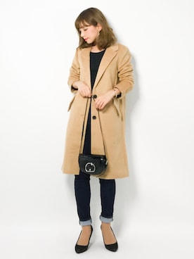 「MURUA（ムルーア）のＢＩＧバックルミニショルダーＢＡＧ（ショルダーバッグ）」を使った、ayumi  sato さん（レディース・155cm）の秋コーディネート