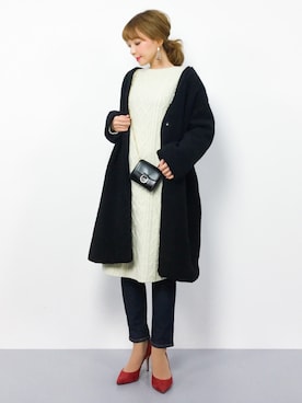 「COLONY 2139（コロニートゥーワンスリーナイン）のアイテム（ステンカラーコート）」を使った、ayumi  sato さん（レディース・155cm）の冬コーディネート
