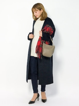 「SEVENDAYS=SUNDAY（セブンデイズサンデイ）のアイテム（ノーカラージャケット）」を使った、ayumi  sato さん（レディース・155cm）の冬コーディネート