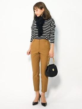 「URBAN RESEARCH DOORS（アーバンリサーチドアーズ）のボーダーボートネックプルオーバー（Tシャツ/カットソー）」を使った、ayumi  sato さん（レディース・155cm）の冬コーディネート