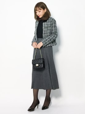 「clear（クリア）のアイテム（ノーカラージャケット）」を使った、ayumi  sato さん（レディース・155cm）の冬コーディネート