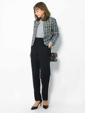 「clear（クリア）のアイテム（ノーカラージャケット）」を使った、ayumi  sato さん（レディース・155cm）の冬コーディネート