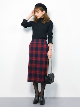 「タータンチェック」｜ayumi  sato さん（レディース・155cm）の冬コーディネート