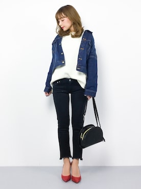 「URBAN RESEARCH ROSSO WOMEN（アーバンリサーチ　ロッソ）のアイテム（デニムジャケット）」を使った、ayumi  sato さん（レディース・155cm）の冬コーディネート
