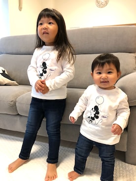 「GAP（ギャップ）の1969 マイ ファースト レギンス ジーンズ (ベビー)（デニムパンツ）」を使った、N☺︎chanさん（キッズ・90cm）の秋コーディネート