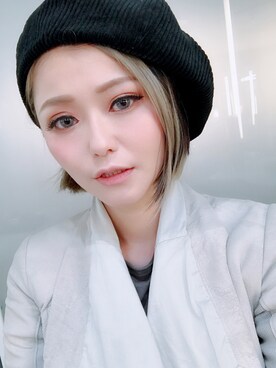 「RICK OWENS」｜「アイテム（ハンチング/ベレー帽）」を使った、Ann Tsaiさん（レディース・160cm）の冬コーディネート