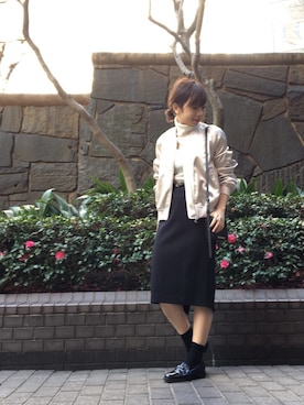 「LOUNGEDRESS（ラウンジドレス）のアイテム（ブルゾン）」を使った、IRIE REIKO🃏さん（レディース・153cm）の冬コーディネート