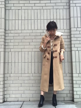 「LOUNGEDRESS（ラウンジドレス）のアイテム（ダッフルコート）」を使った、IRIE REIKO🃏さん（レディース・153cm）の秋コーディネート