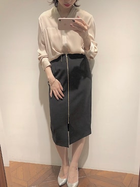 「お仕事スタイル」｜「アイテム（アクセサリー）」を使った、IRIE REIKO🃏さん（レディース・153cm）の夏コーディネート