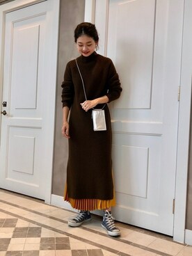 「モダン」｜「アイテム（ワンピース/ドレス）」を使った、BEAMS LIGHTS Women'sさん（レディース・163cm）の冬コーディネート