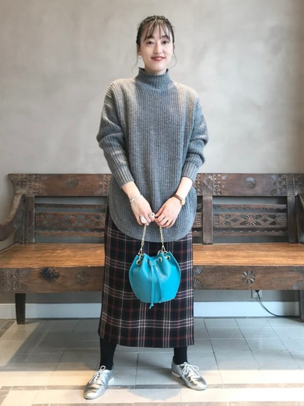 BEAMS - 美品 BEAMS LIGHTS / 片畦裾ラウンド ニット  ブルー BEAMS LIGHTS（ビームスライツ）の「BEAMS LIGHTS / 片畦裾