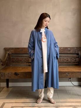 「BEAMS LIGHTS」｜「アイテム（ステンカラーコート）」を使った、BEAMS LIGHTS Women'sさん（レディース・160cm）の春コーディネート