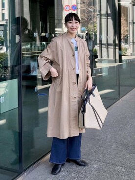 「BEAMS LIGHTS（ビームスライツ）のアイテム（ステンカラーコート）」を使った、BEAMS LIGHTS Women'sさん（レディース・162cm）の春コーディネート