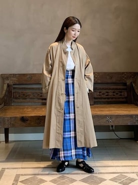 「BEAMS LIGHTS」｜「アイテム（ステンカラーコート）」を使った、BEAMS LIGHTS Women'sさん（レディース・158cm）の春コーディネート
