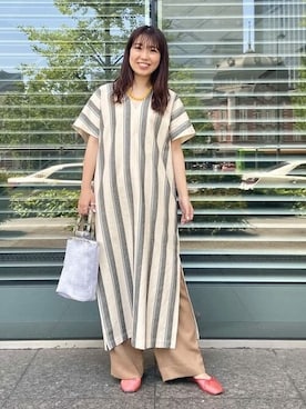 Beams Lights ビームスライツ の Beams Lights ストライプ Vネック ワンピース ワンピース Wear