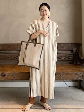 Beams Lights ビームスライツ の Beams Lights ストライプ Vネック ワンピース ワンピース Wear