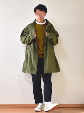 「PUBLUX（パブリュクス）のアイテム（モッズコート）」を使った、kaasuke🐾さん（メンズ・179cm）の秋コーディネート