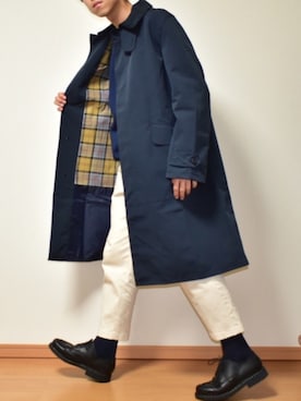 「ネイビー×ホワイト」｜「アイテム（その他シューズ）」を使った、kaasuke🐾さん（メンズ・179cm）の秋コーディネート