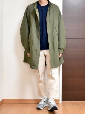 「PUBLUX（パブリュクス）のアイテム（モッズコート）」を使った、kaasuke🐾さん（メンズ・179cm）の春コーディネート