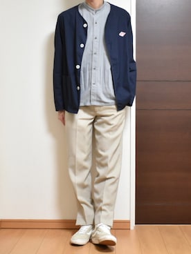 「ノーカラーシャツ」｜「アイテム（ブルゾン）」を使った、kaasuke🐾さん（メンズ・179cm）の春コーディネート