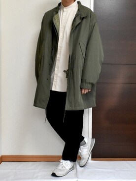 「ノーカラーシャツ」｜「アイテム（ミリタリージャケット）」を使った、kaasuke🐾さん（メンズ・180cm）の秋コーディネート