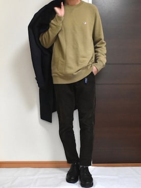 「MAISON KITSUNE」｜「アイテム（ステンカラーコート）」を使った、kaasuke🐾さん（メンズ・180cm）の秋コーディネート