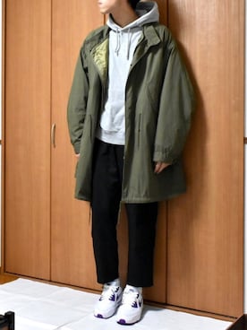 「PUBLUX（パブリュクス）のアイテム（モッズコート）」を使った、kaasuke🐾さん（メンズ・180cm）の冬コーディネート