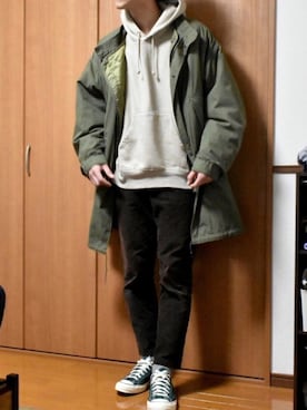 「PUBLUX（パブリュクス）のアイテム（モッズコート）」を使った、kaasuke🐾さん（メンズ・180cm）の冬コーディネート