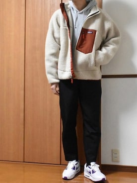 「patagonia」｜「アイテム（スラックス）」を使った、kaasuke🐾さん（メンズ・180cm）の冬コーディネート